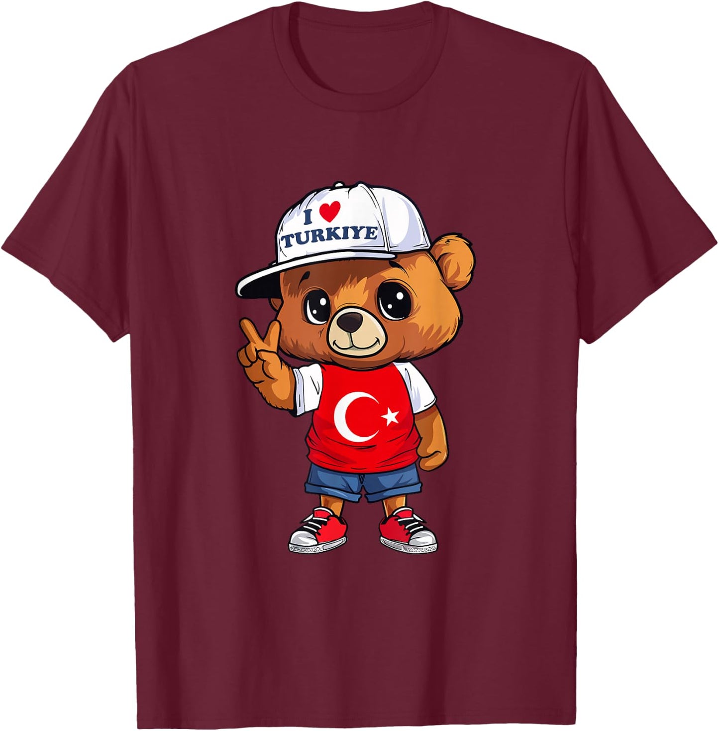 Türkei Fußball EM 2024 Teddybär Trikot T-Shirt - T-Shirt | Maroon