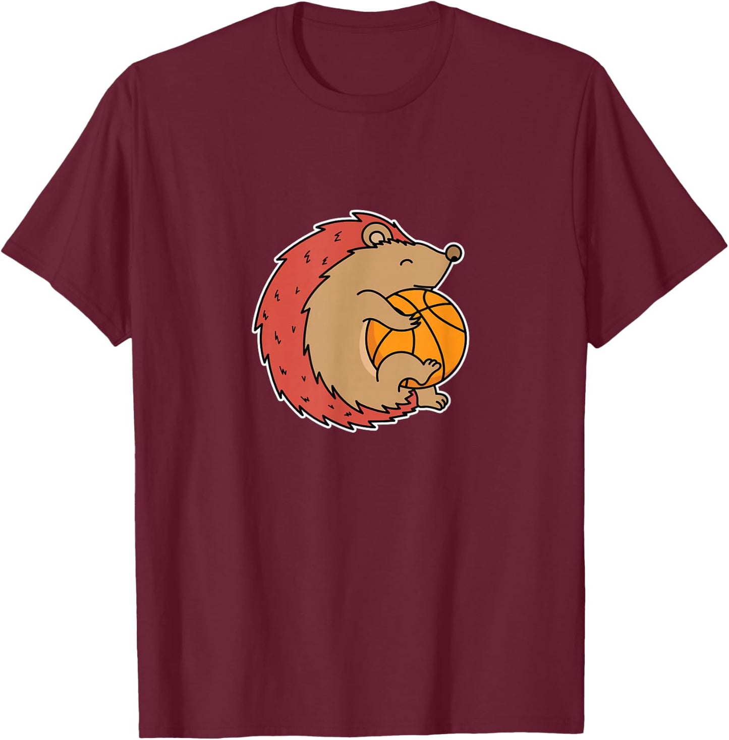 Hedgehog plays Basketball T-Shirt - T-Shirt | Maroon