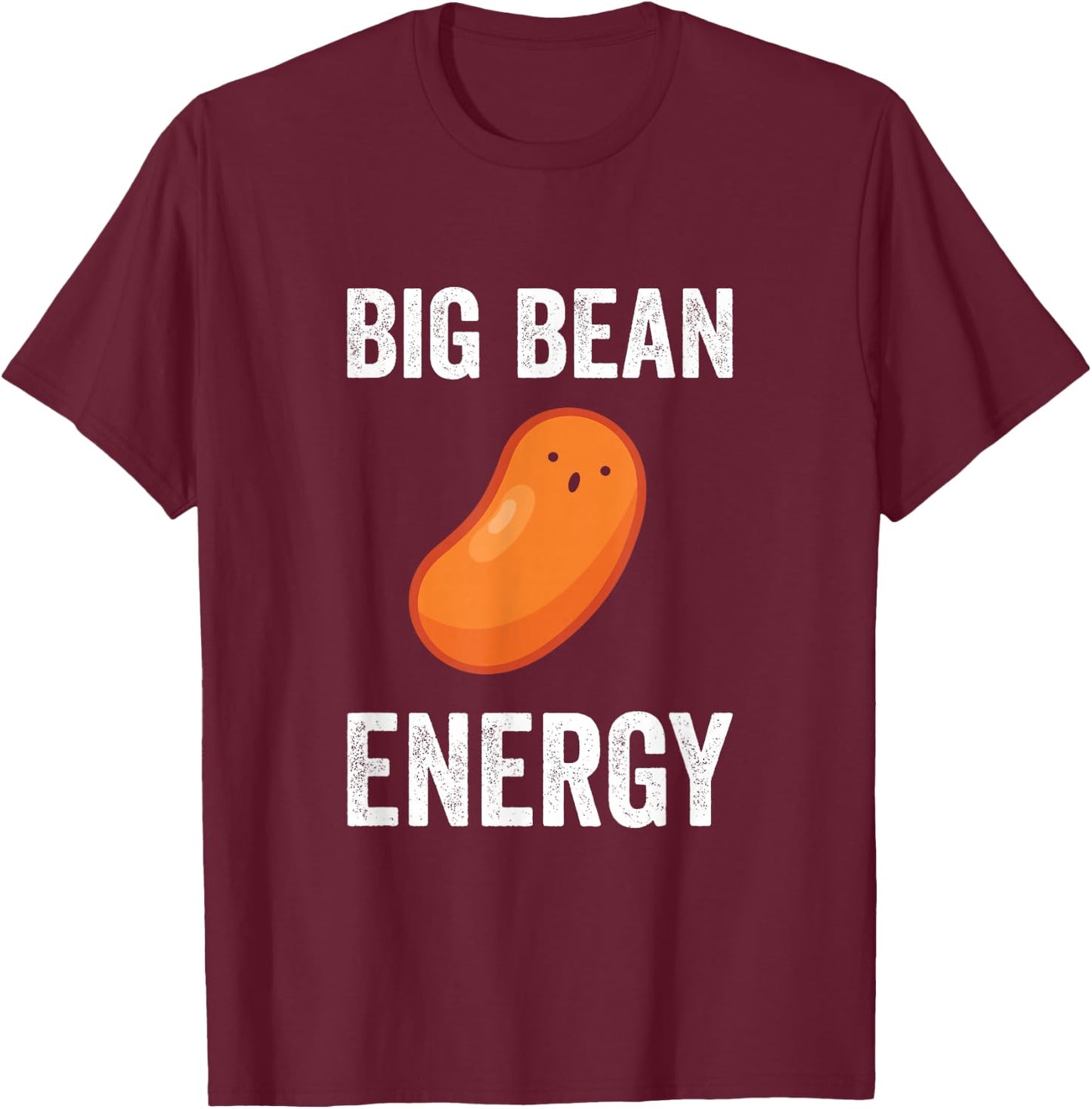 Baked Beanz Apparel Big Bean Energy -Adults Black Small Classic Fit T-Shirt - T-Shirt | Maroon
