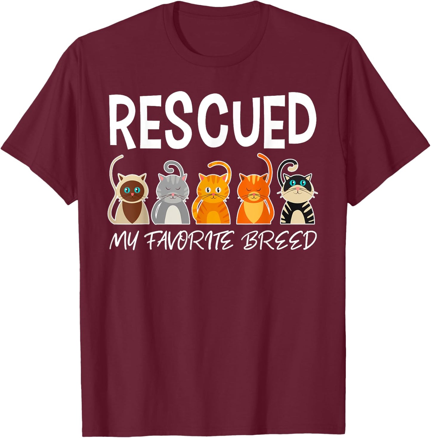 Cat Rescue Shirt Cat Adoption Shirt Cat Shelter Gift T-Shirt - T-Shirt | Maroon