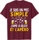 Simple guy I love belote and aperitif funny man belote , Black, S T-Shirt - T-Shirt | Maroon