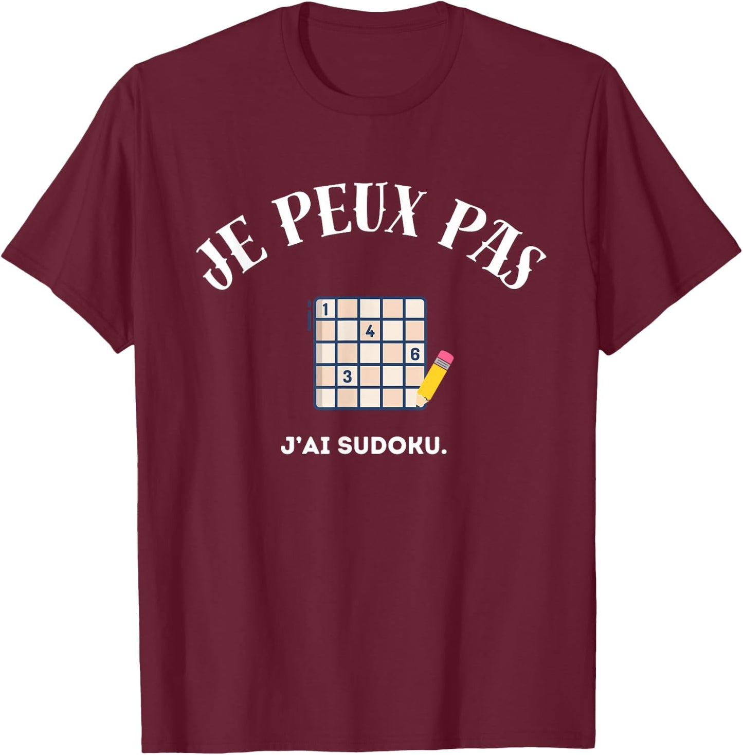 I Can't, I Sudoku , Black, S T-Shirt - T-Shirt | Maroon