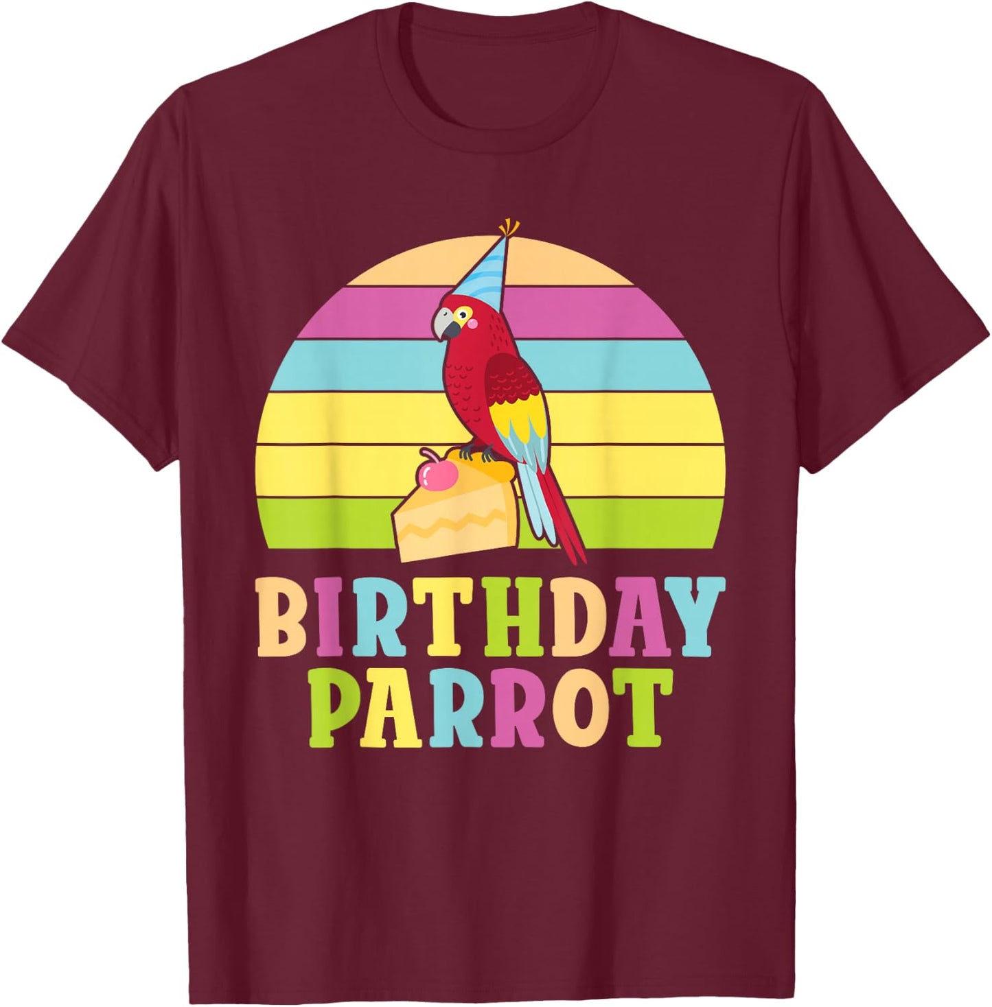 Birthday Parrot Birthday T-Shirt - T-Shirt | Maroon