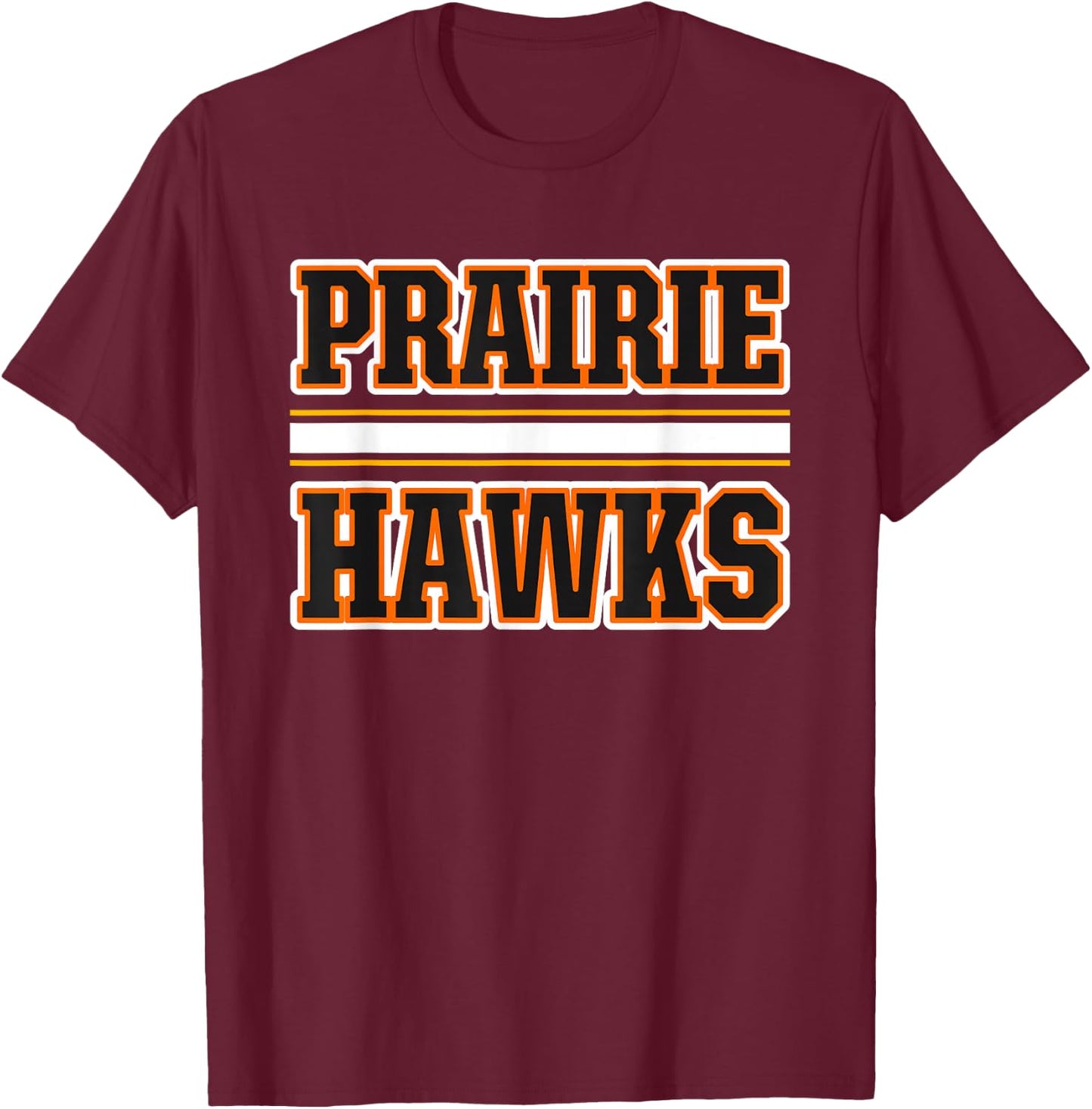 Prairie Hawks Horizontal Stripes T-Shirt - T-Shirt | Maroon