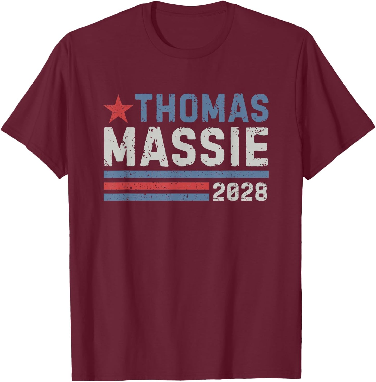 Massie 2028 for President Thomas Massie 2028 Vintage T-Shirt - T-Shirt | Maroon