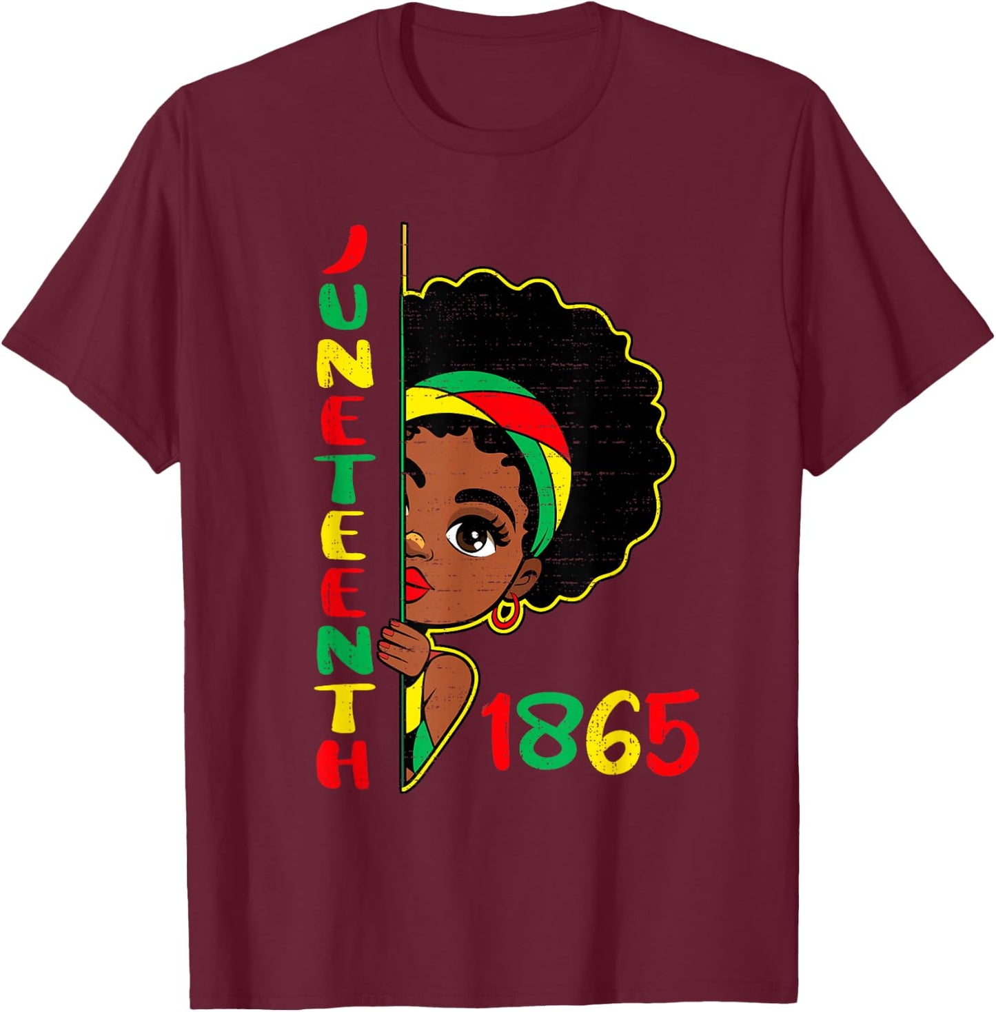 Girls Juneteenth 1865 Freedom African June 19th Princess Kid T-Shirt - T-Shirt | Maroon