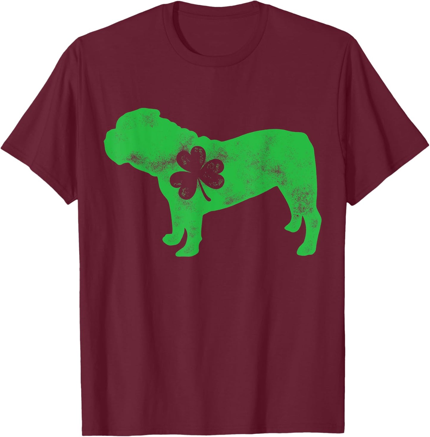 English Bulldog St Patricks Day Men Women Shamrock Dog Lover T-Shirt - T-Shirt | Maroon
