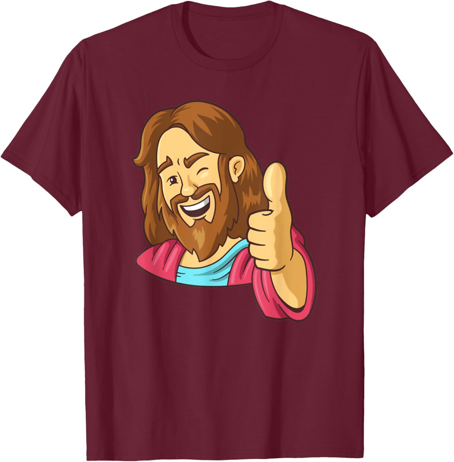 Jesus Christ Thumbs Up Funny Jesus Meme T-Shirt - T-Shirt | Maroon