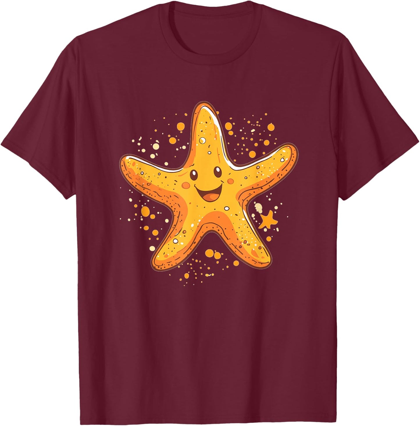 Happy Smiling Starfish Ocean Starfish T-Shirt - T-Shirt | Maroon