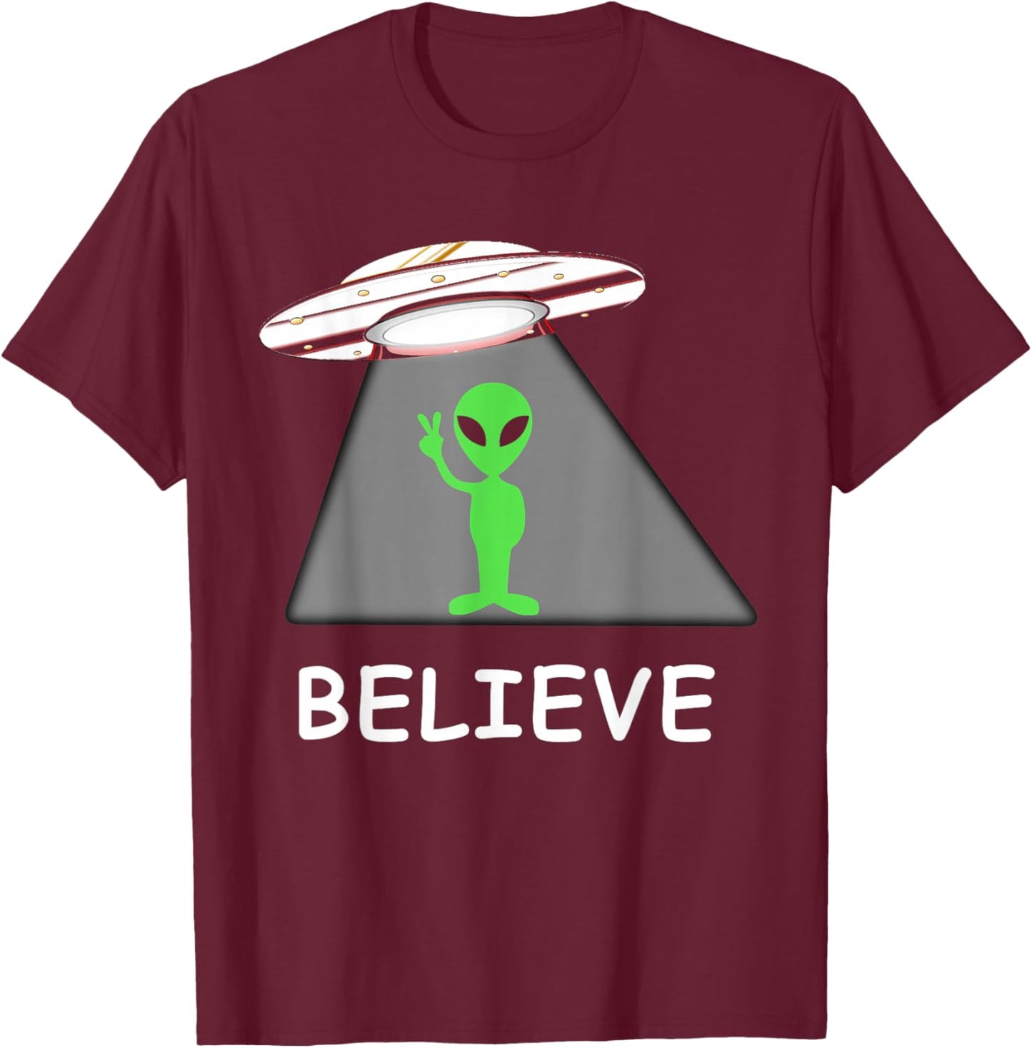 Alien Shirt - I Believe New Cool UFO T-Shirt - T-Shirt | Maroon
