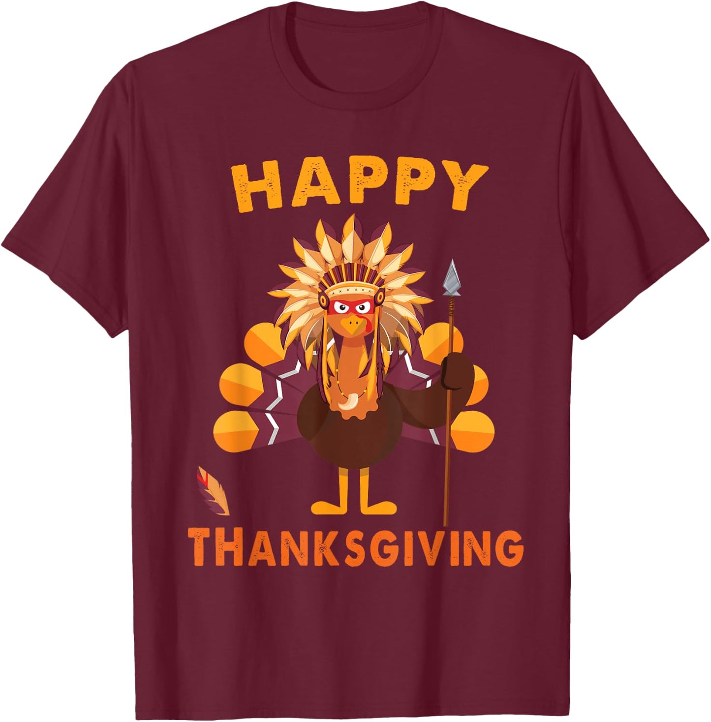 Native American Indian turkey Happy Thanksgiving day gift T-Shirt - T-Shirt | Maroon