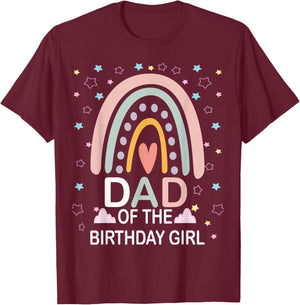 Dad Of The Birthday Girl Rainbow Family Matching Birthday T-Shirt - T-Shirt | Maroon