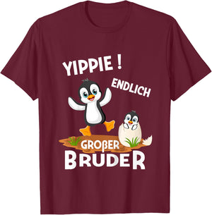 Kinder Endlich Großer Bruder Sohn Geschwister Pinguin T-Shirt - T-Shirt | Maroon