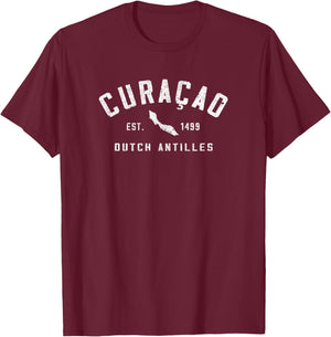 Vintage Curacao Souvenir Cruise Holiday Men's Women's , blue T-Shirt - T-Shirt | Maroon