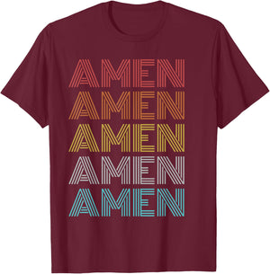 Retro Vintage Amen T-Shirt - T-Shirt | Maroon