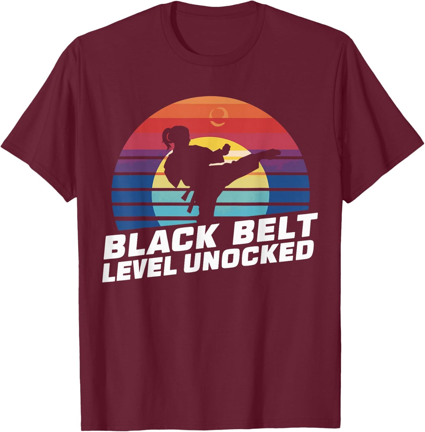 Black Belt Level Unlocked T-Shirt - T-Shirt | Maroon