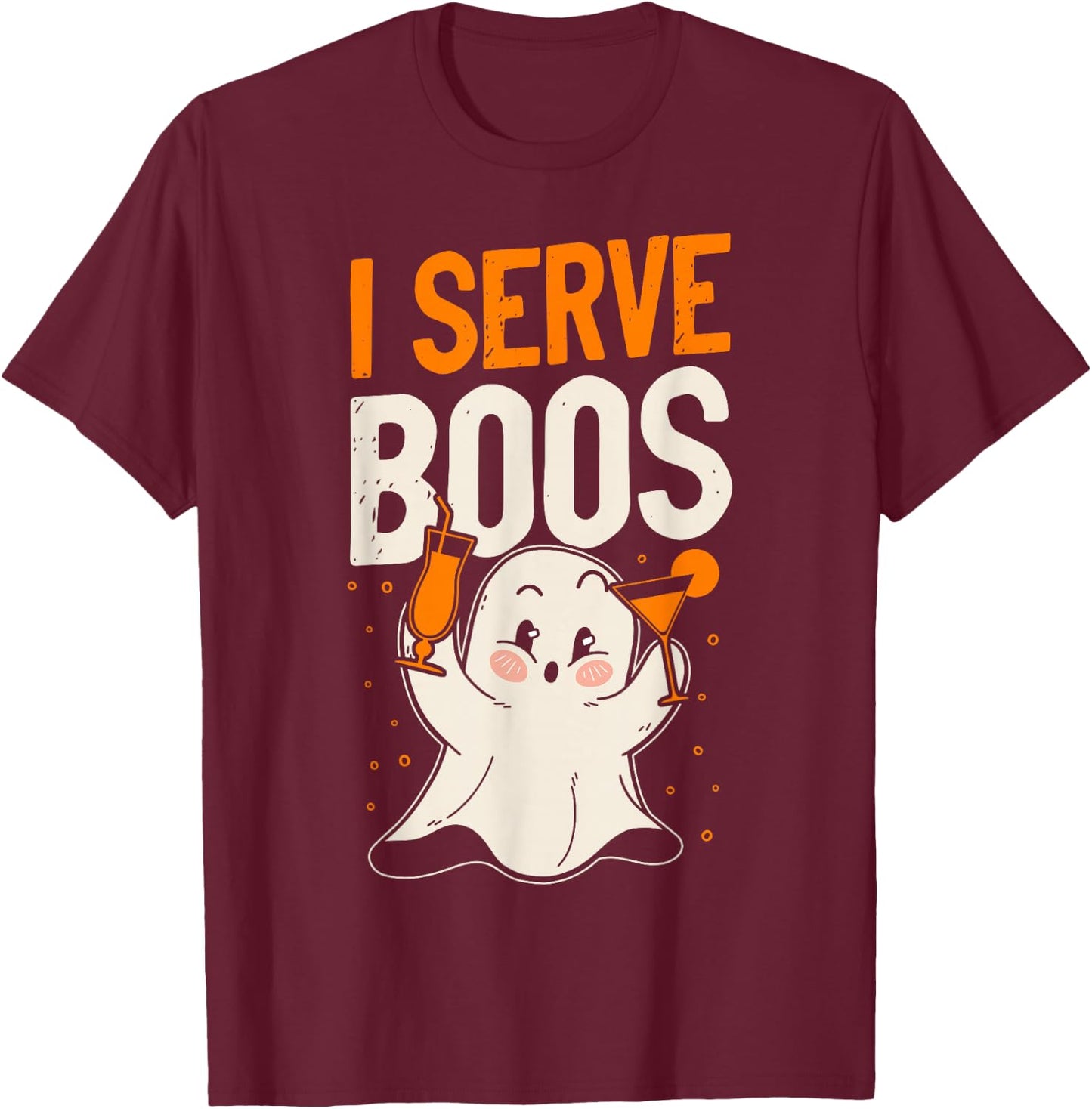 Bartender Mixologist Halloween Pun I Serve Boos T-Shirt - T-Shirt | Maroon