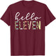 Hello Eleven 11-Year-Old 11th Birthday Girl Leopard Print T-Shirt - T-Shirt | Maroon