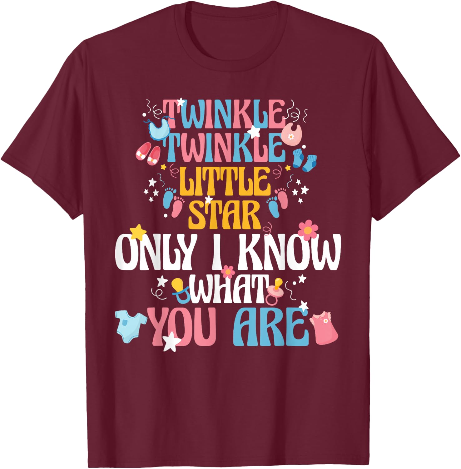 Twinkle Twinkle Little Star Gender Reveal Mom Dad Keeper T-Shirt - T-Shirt | Maroon