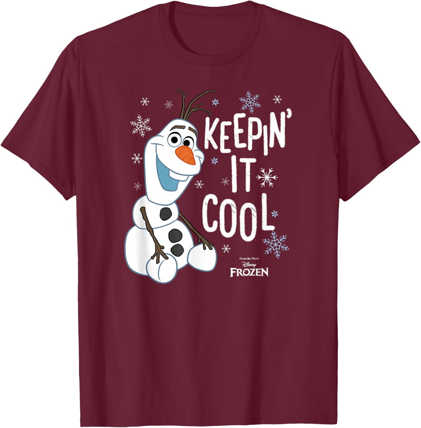 Disney Frozen Olaf Keepin It Cool , black T-Shirt - T-Shirt | Maroon