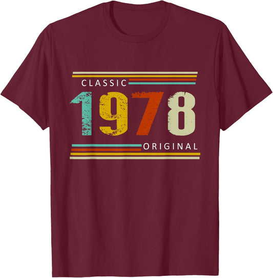 Birthday Classic of 1978 Original, 47th Retro T-Shirt - T-Shirt | Maroon