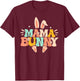 Mama Bunny Retro Groovy Bunny Mom Mommy Happy Easter Day T-Shirt - T-Shirt | Maroon
