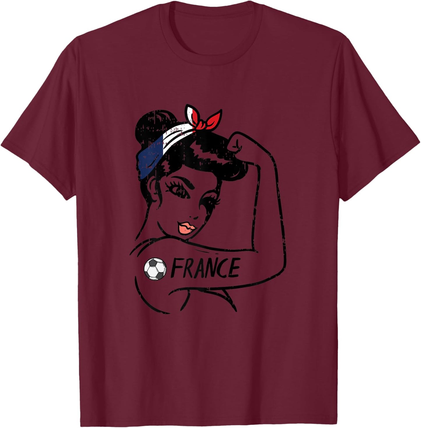 Unbreakable Woman French Flag France Soccer Fan Women Girls T-Shirt - T-Shirt | Maroon