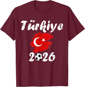 Turkey Football Supporter 2026 Soccer Fan Turkish Flag 2026 T-Shirt - T-Shirt | Maroon
