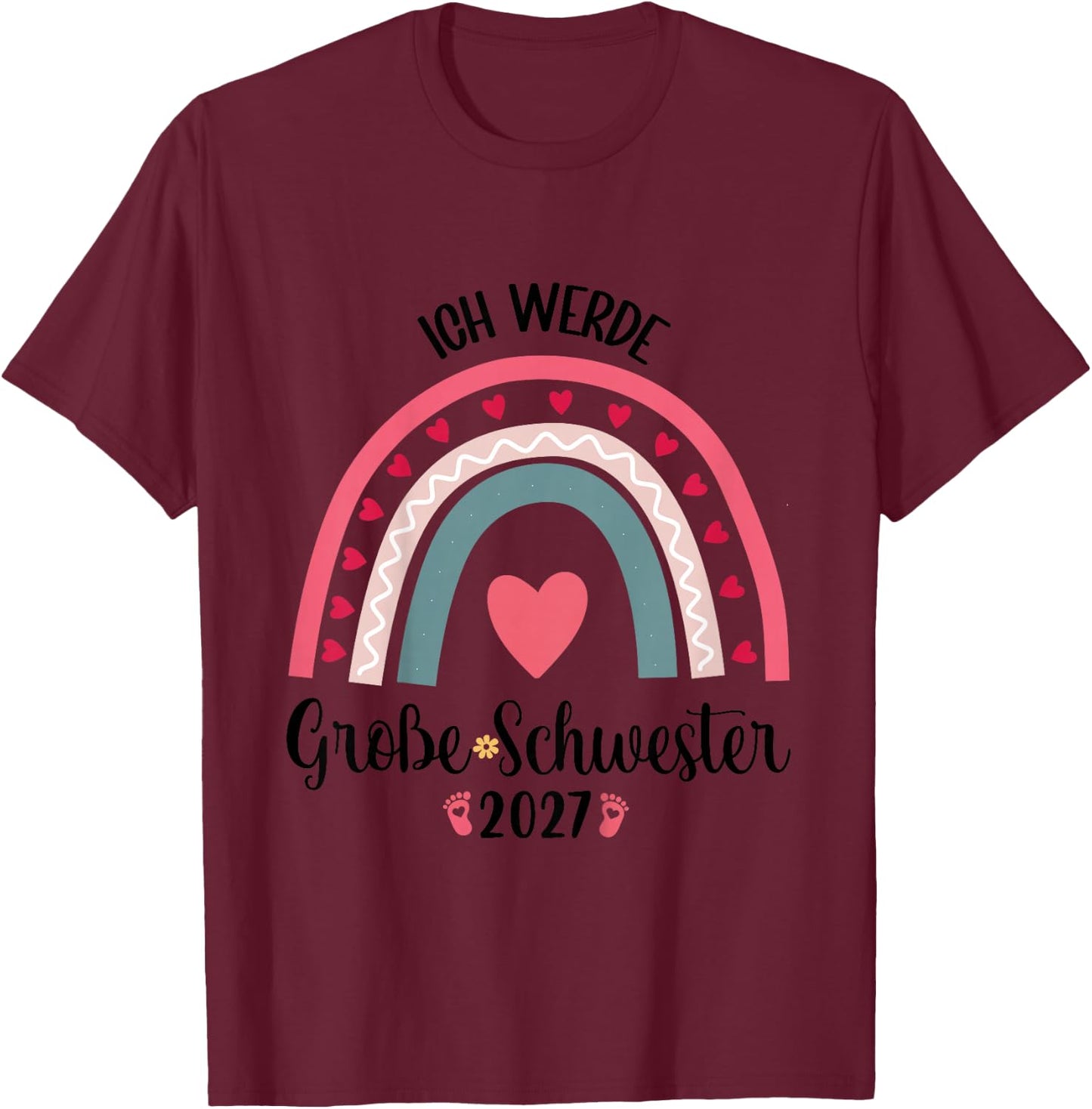 Kinder Ich Werde Große Schwester 2027 Kinder Große Schwester 2027 T-Shirt - T-Shirt | Maroon