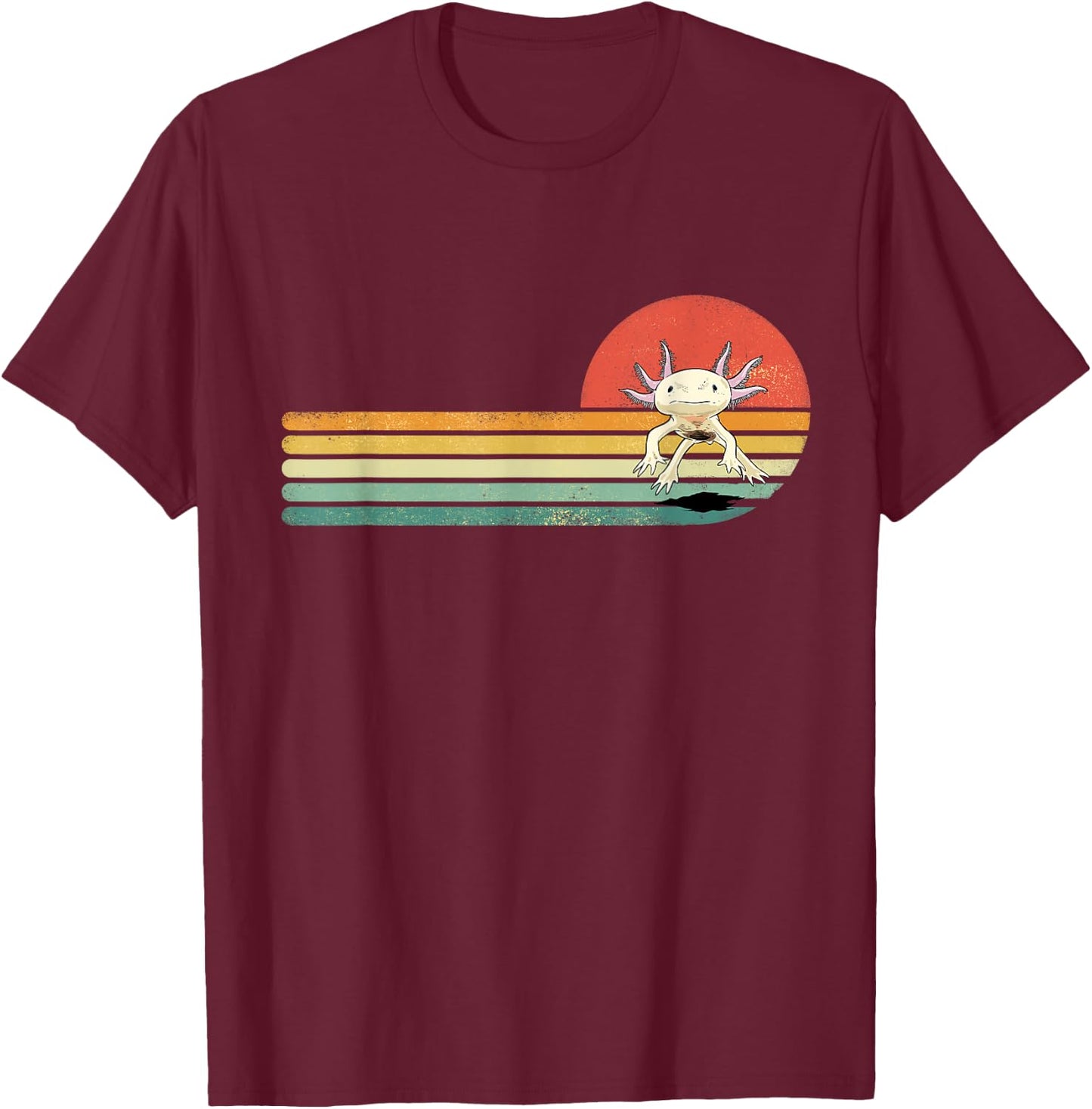 Axolotl Shirt Retro Style Animal Amphibian Pet Axolotl Lover T-Shirt - T-Shirt | Maroon