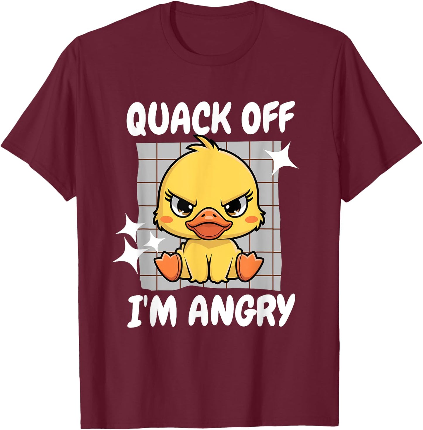 Quack Off I'm Angry Cute Angry Duck Lover Design Kawaii Duck T-Shirt - T-Shirt | Maroon