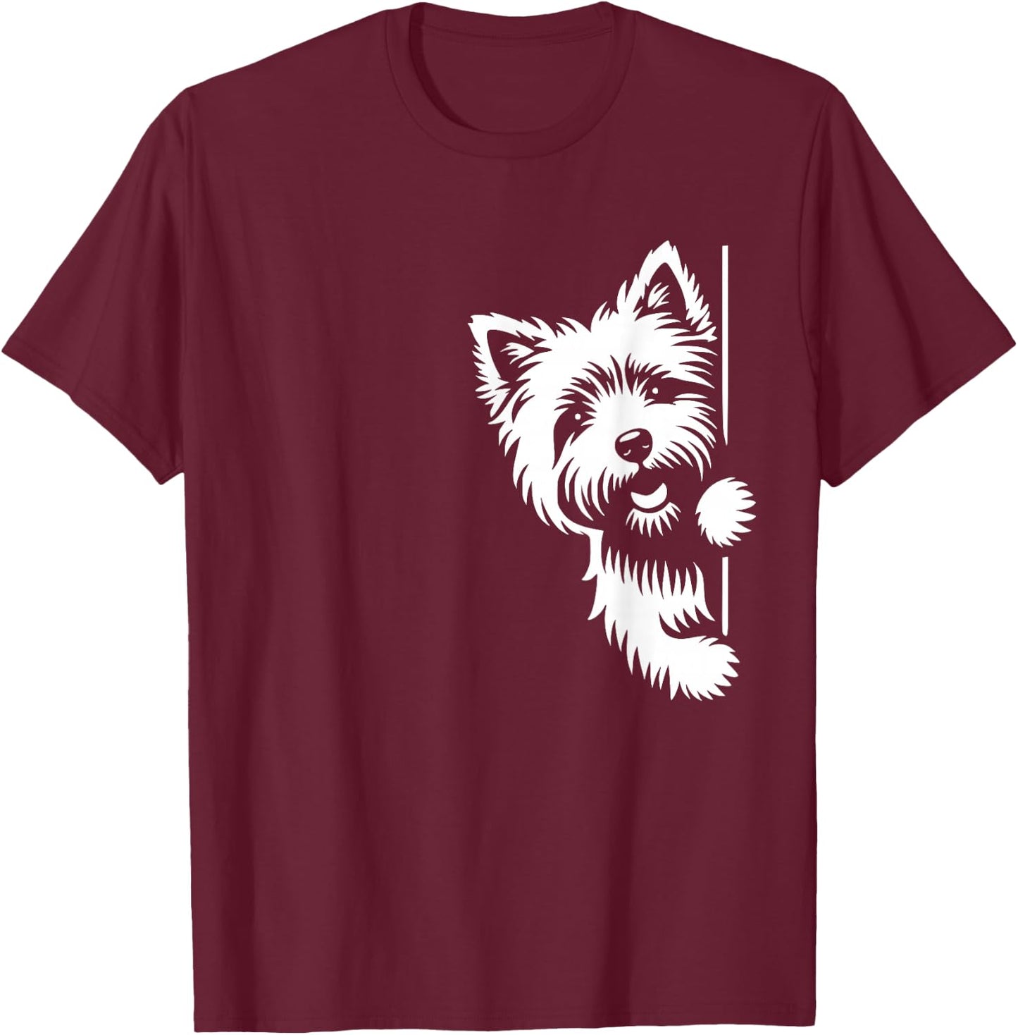Cute Cairn Terrier Dog Peering Graphic Design T-Shirt - T-Shirt | Maroon