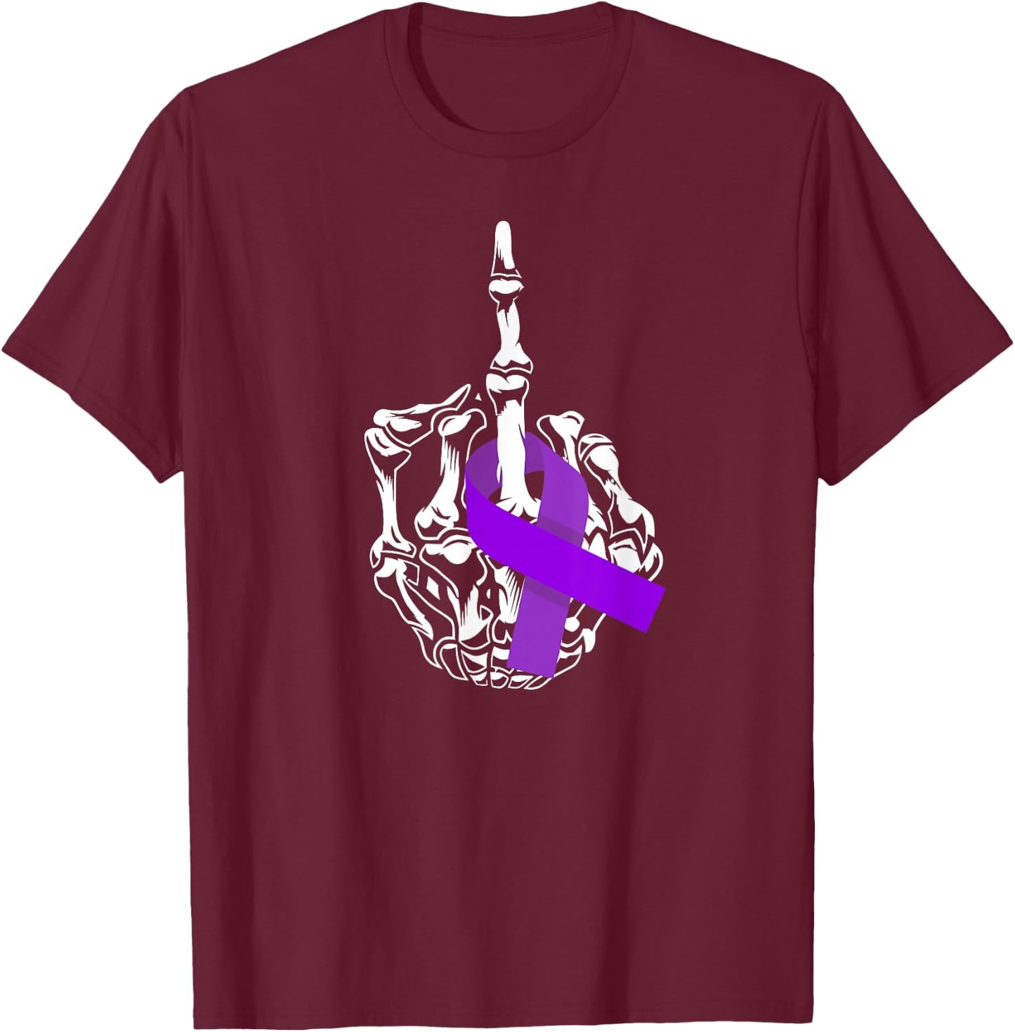 Fuck Pancreatic Cancer Middle Finger Pancreatic Cancer T-Shirt - T-Shirt | Maroon