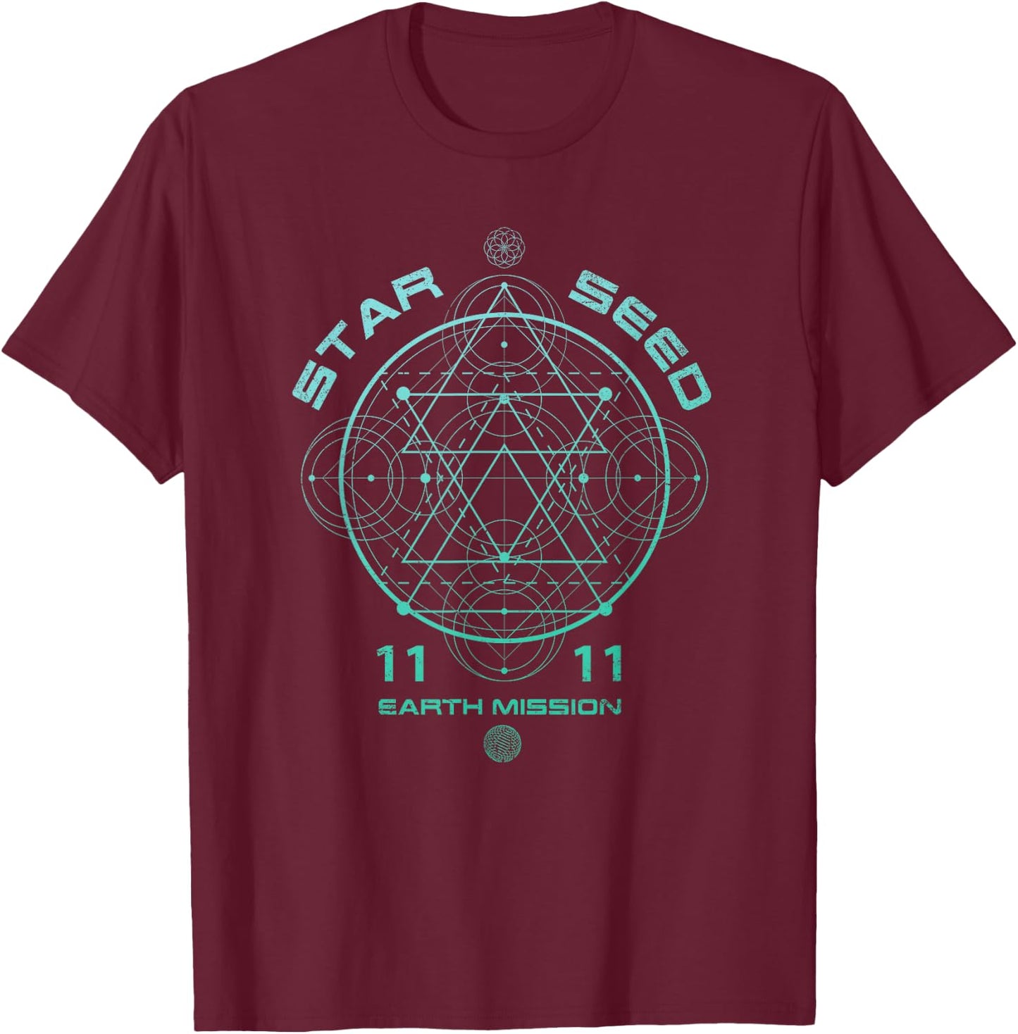 Starseed Sacred Geometry T-Shirt - T-Shirt | Maroon
