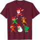 Dabbing Santa Elf Friends Christmas Boys Short Sleeve Funny Xmas Dab Girl T-Shirt - T-Shirt | Maroon