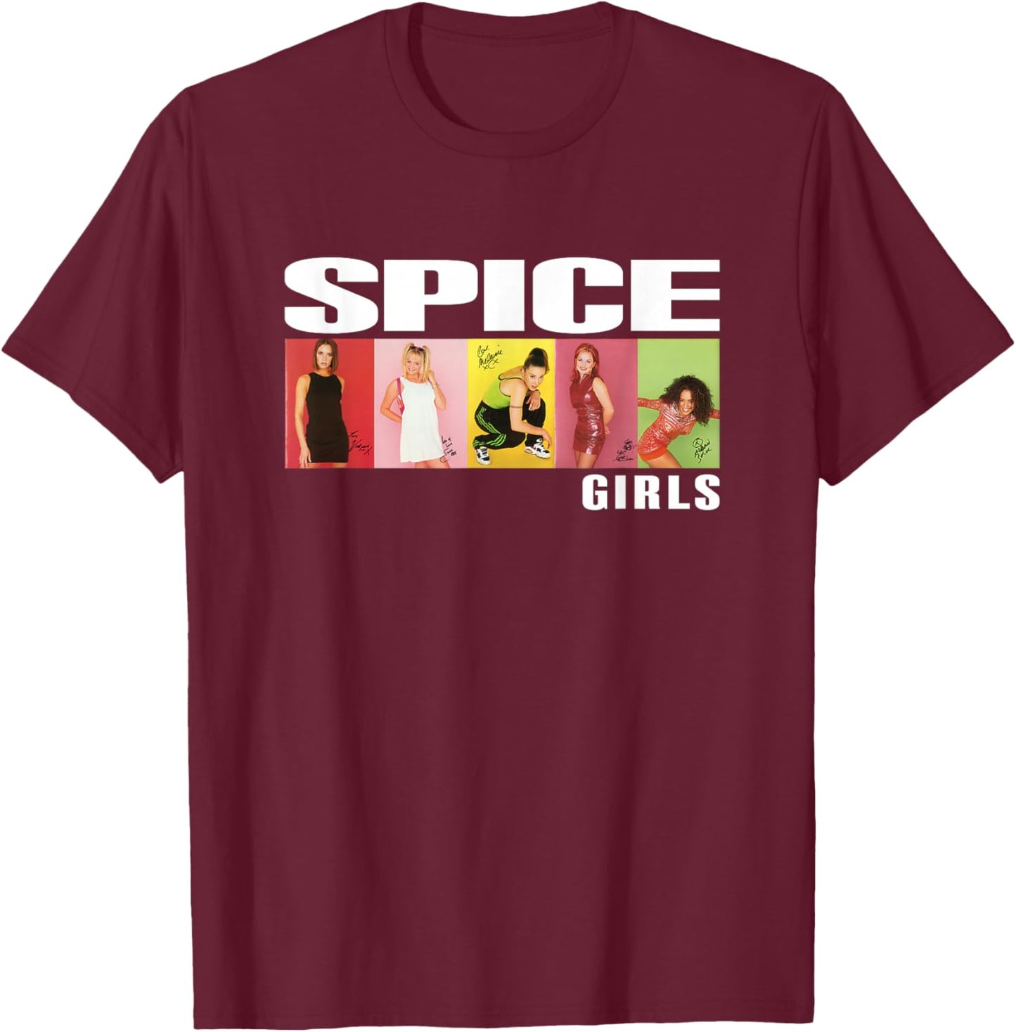 Official Spice Girls Photo Block , black T-Shirt - T-Shirt | Maroon