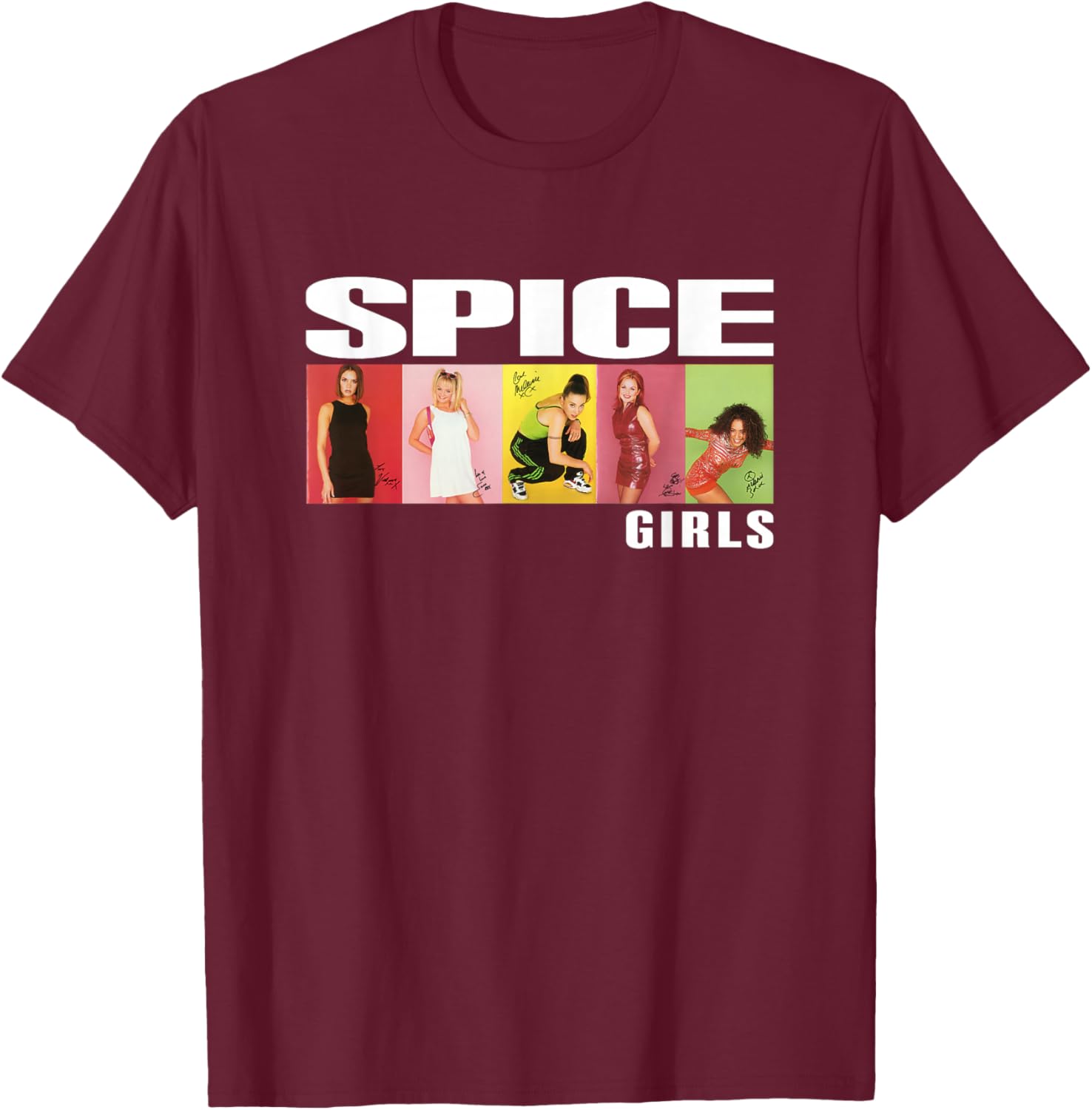 Official Spice Girls Photo Block , black T-Shirt - T-Shirt | Maroon