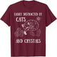 Easily Distracted by Cats Crystals Boho Spiritual Wiccan T-Shirt - T-Shirt | Maroon
