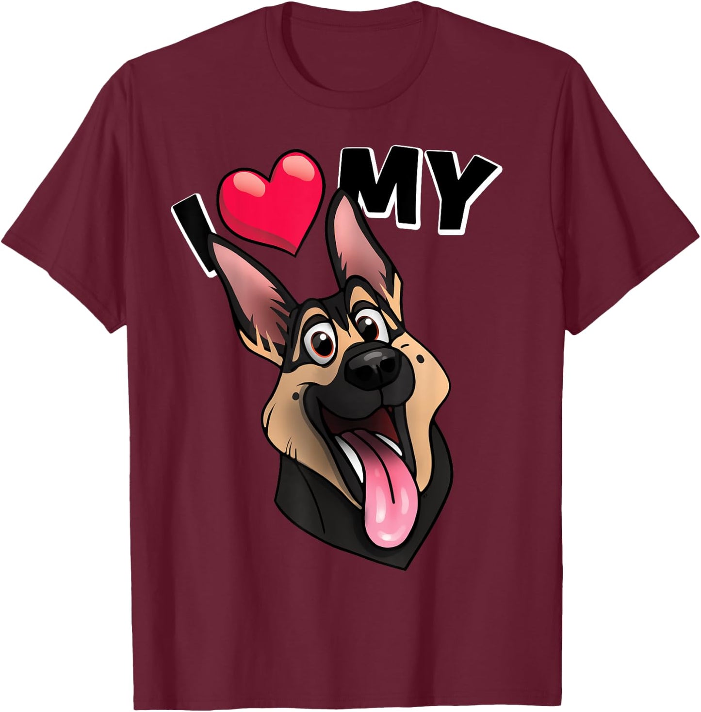 I Love My black and tan German Shepherd dog T-Shirt - T-Shirt | Maroon