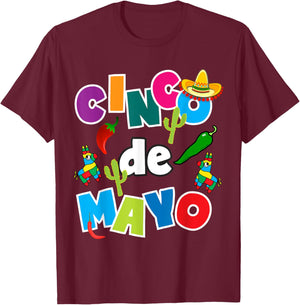 Cinco De Mayo Shirt For Kids Men Women Pinata Sombrero Fun T-Shirt - T-Shirt | Maroon
