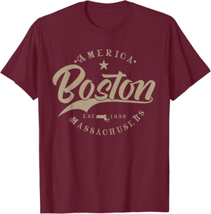 Boston | Massachusetts T-Shirt - T-Shirt | Maroon