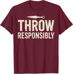 Funny Knife Throwing T-Shirt - T-Shirt | Maroon