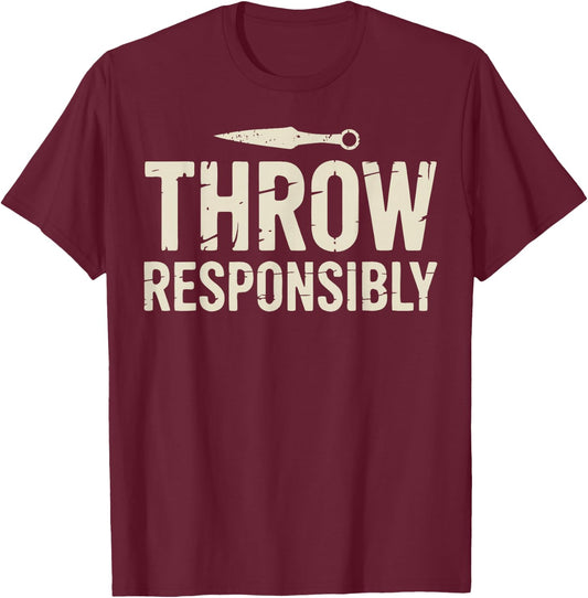Funny Knife Throwing T-Shirt - T-Shirt | Maroon