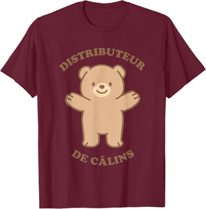 Cuddle Therapy Teddy Bear , Black, S T-Shirt - T-Shirt | Maroon