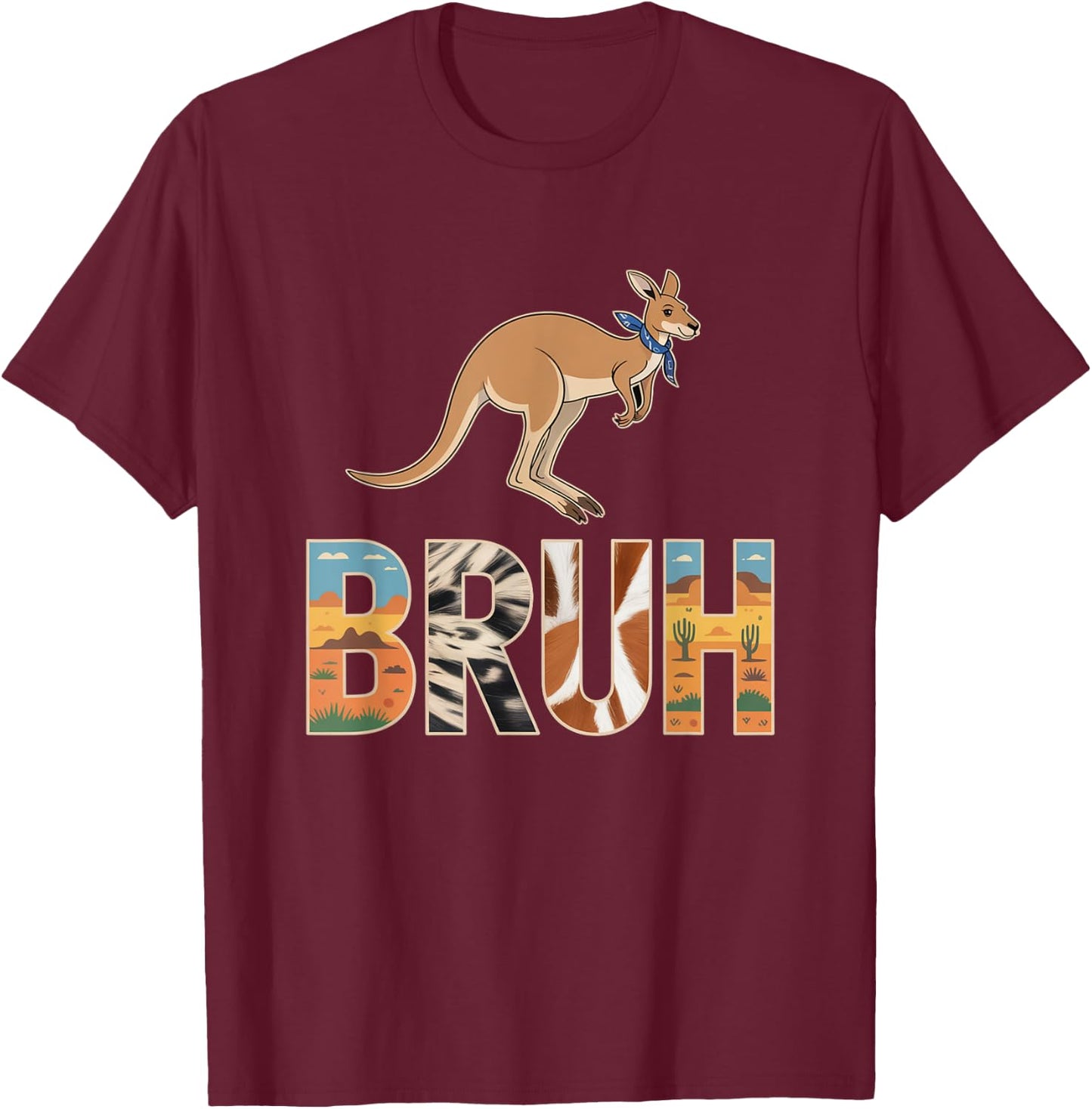 Outback Kangaroo Bruh Wildlife Design T-Shirt - T-Shirt | Maroon