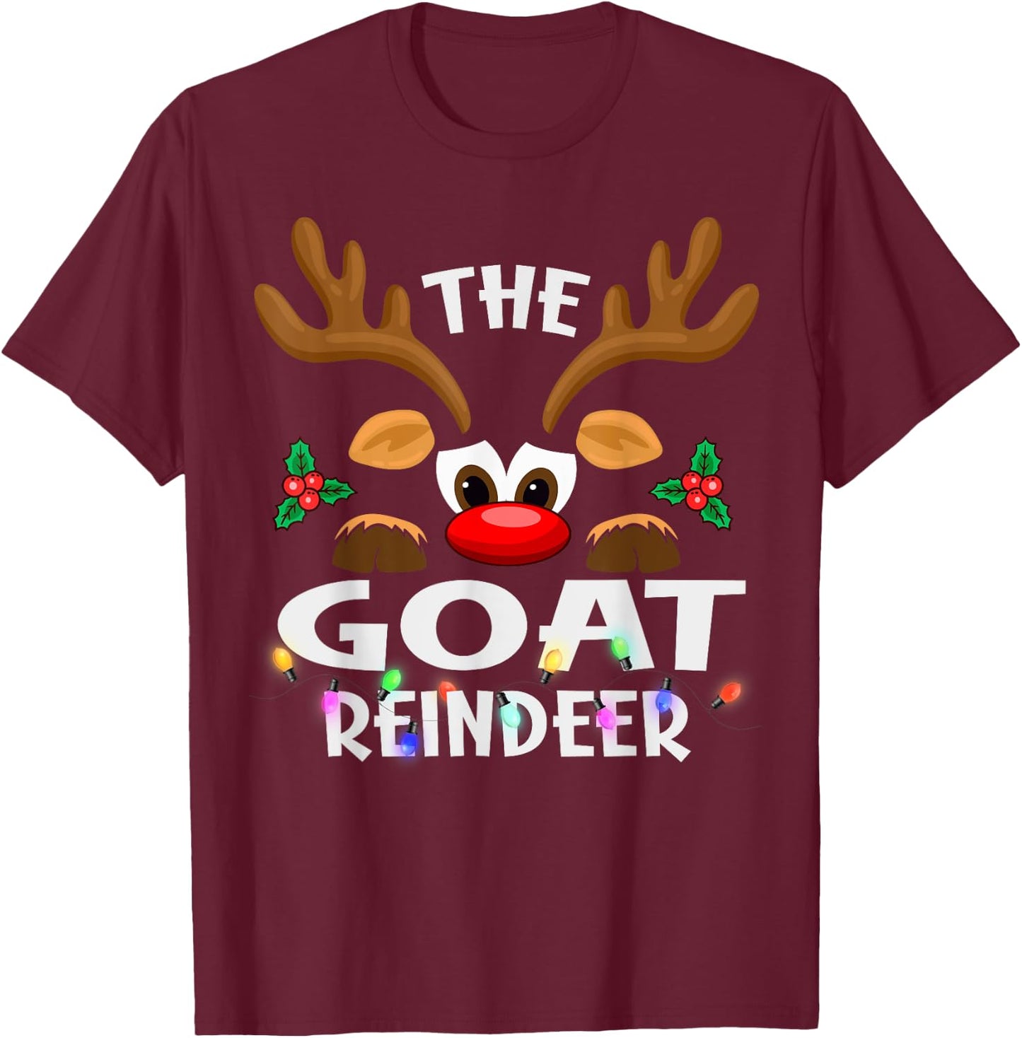 The Goat Reindeer Christmas Men Women T-Shirt - T-Shirt | Maroon