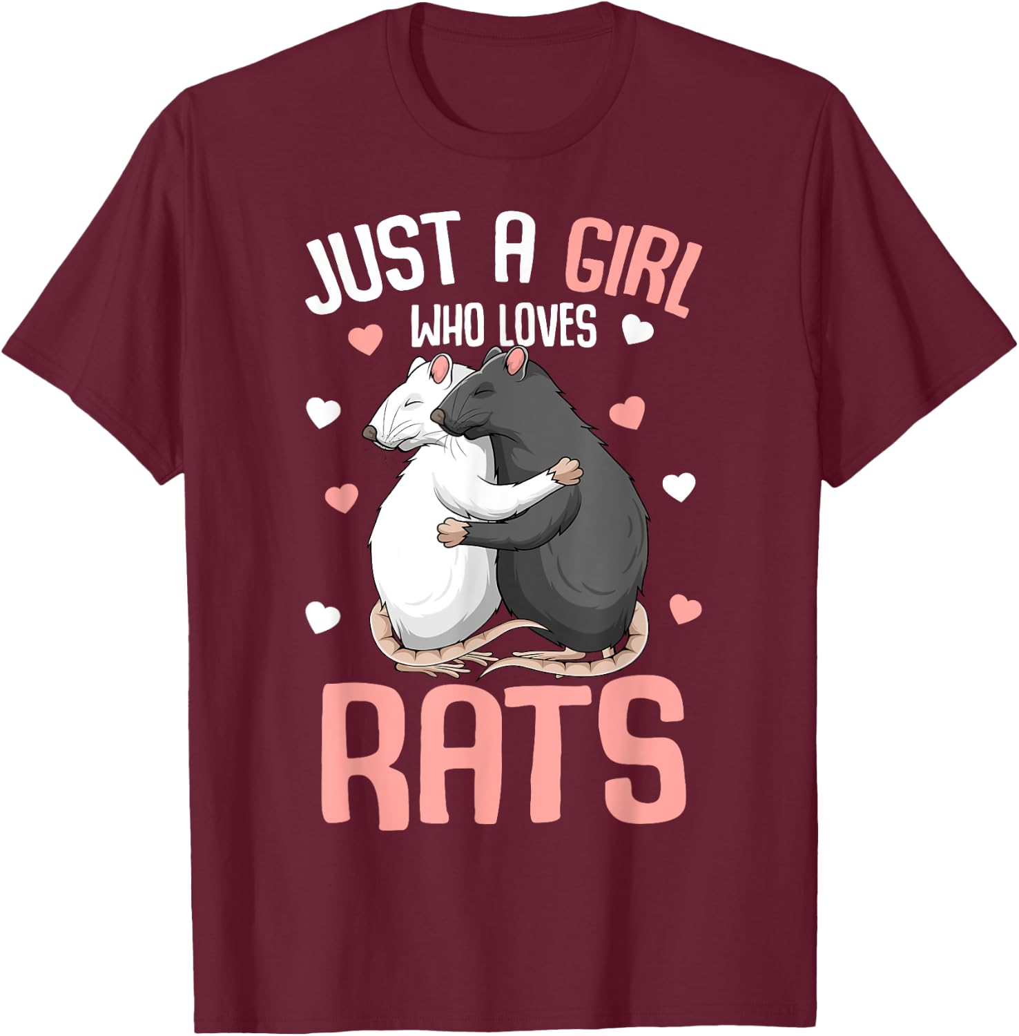 Just A Girl Who Loves Rats Kids Girls Women Rat Lover T-Shirt - T-Shirt | Maroon