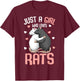 Just A Girl Who Loves Rats Kids Girls Women Rat Lover T-Shirt - T-Shirt | Maroon