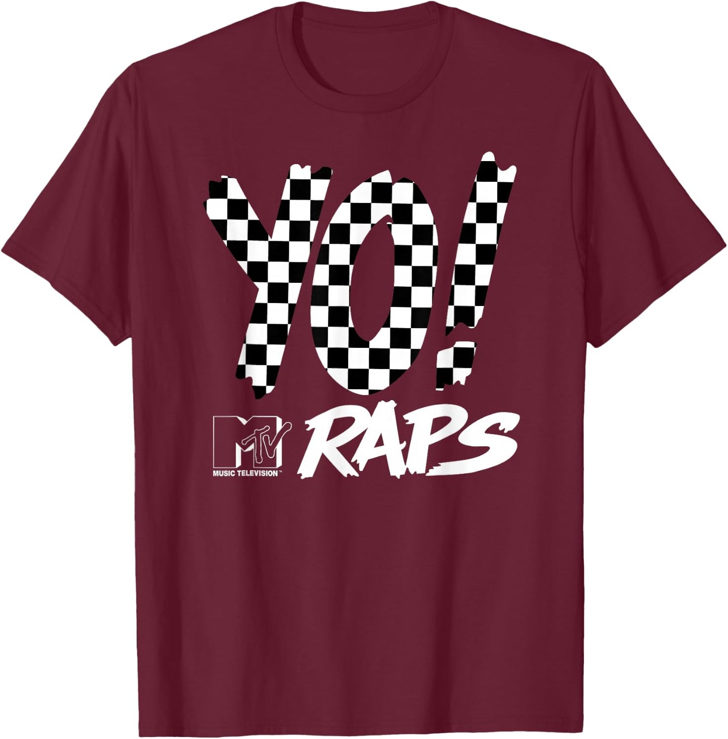 Yo! MTV - Raps Checkered T-Shirt - T-Shirt | Maroon