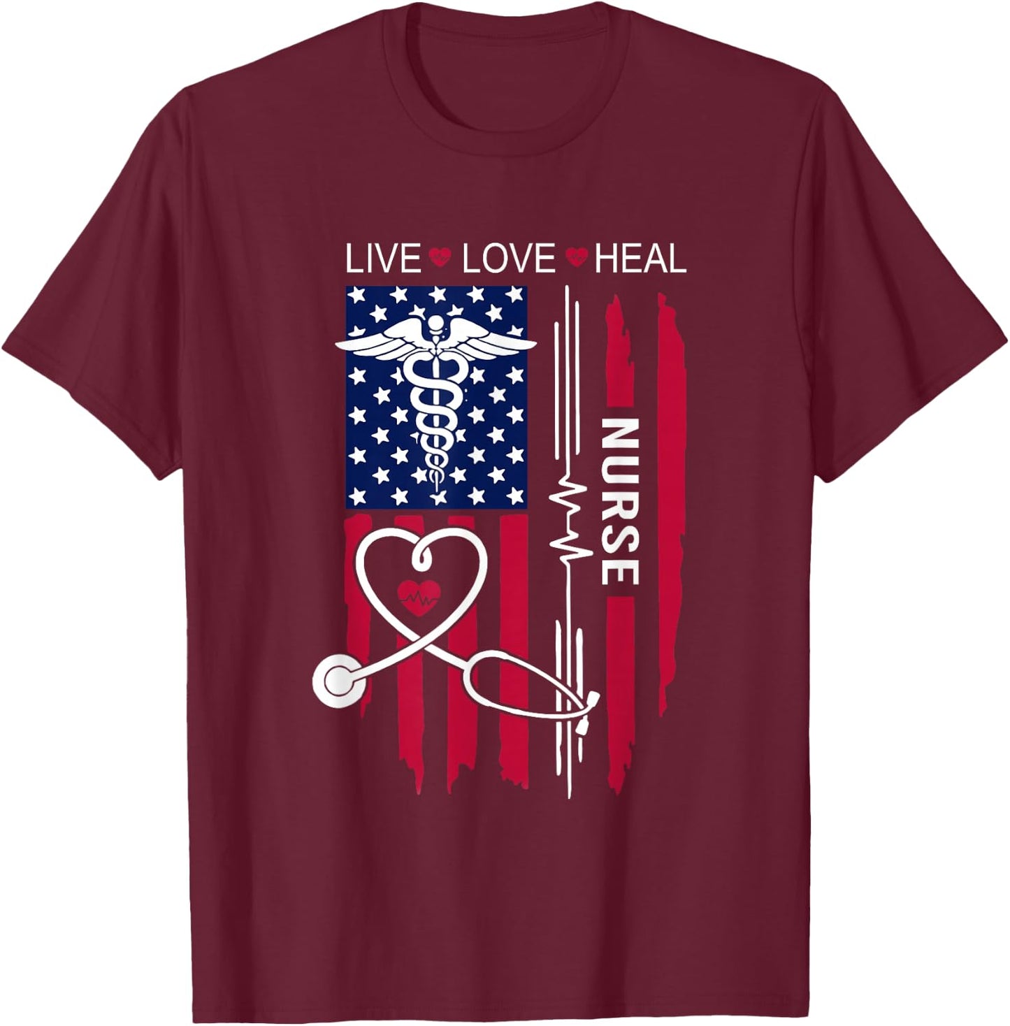 American Flag Nurse Day Gifts, Week Gift Nurse, Nurse's Day T-Shirt - T-Shirt | Maroon